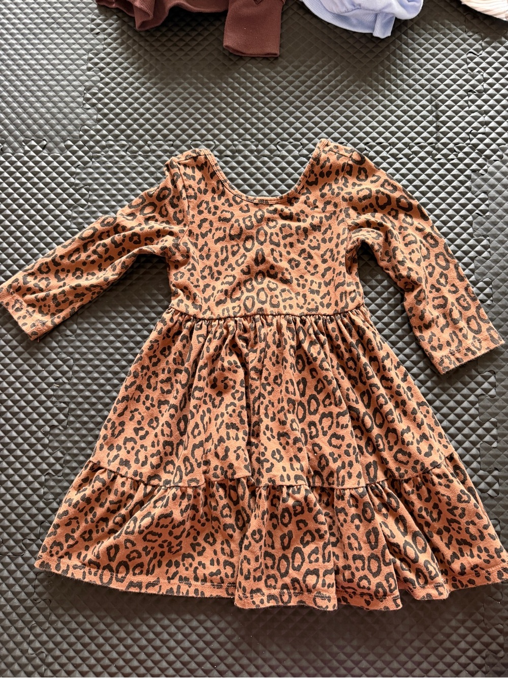 Janie and Jack Girls Leopard Print Long Sleeve Dress - Brown